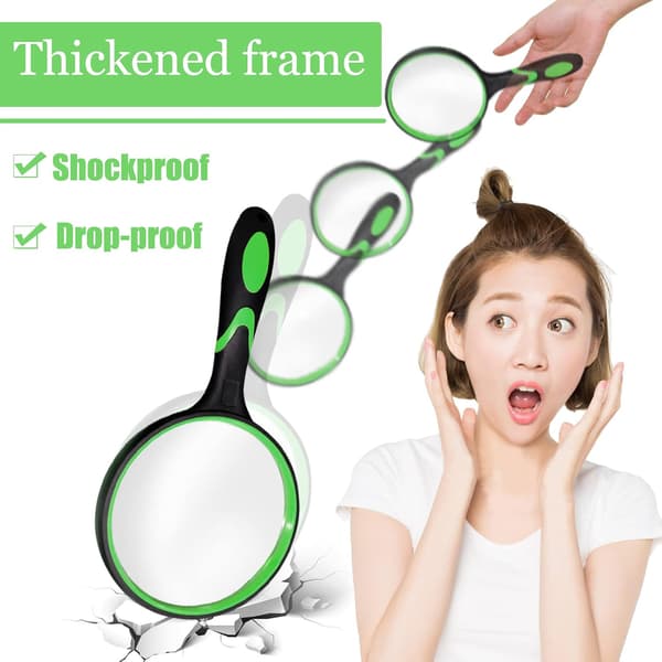 (Black Green) Reading Magnifier 100mm Large Portable 10X Magnifying Glass