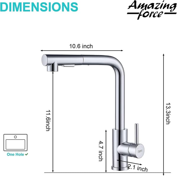 Kitchen Faucet with Pull-Out Spray, 2 Water Modes - Stream and Spray, Hot and Cold Water Tap