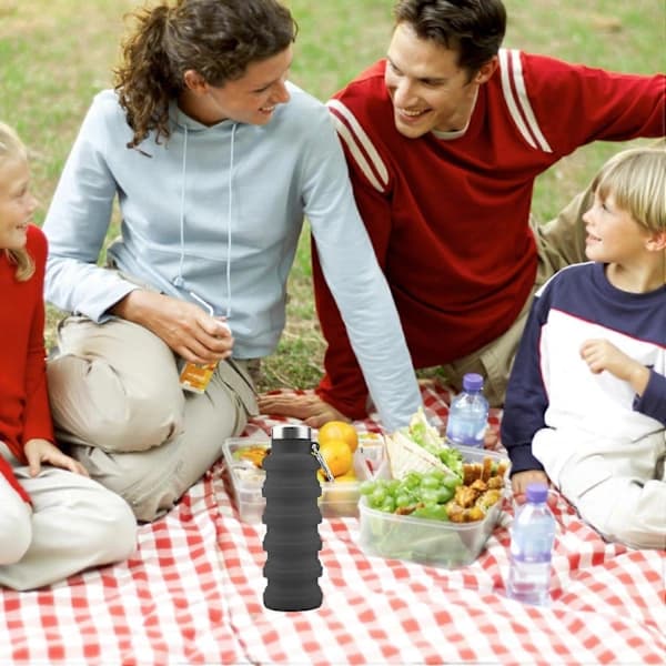 Foldable Water Bottle, Silicone Travel Accessory, Collapsible Workout Water Bottle, Leak-Proof Hiking Accessories
