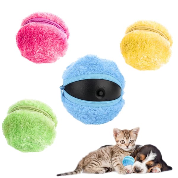 Interactive Automatic Cat Toy - ABS Electric Magic Rolling Ball with 4 Ball Covers, Active Rolling Ball Fun Cat Toys