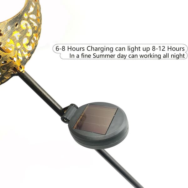 Solar Garden Path Light - Moon with Cracked Glass Globe