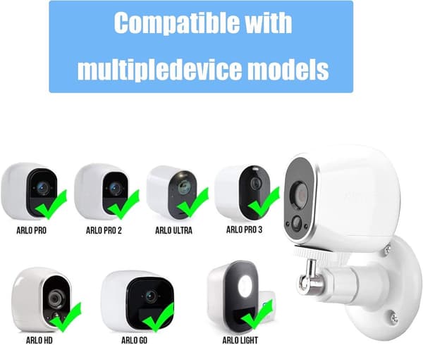 Security Camera Mount, 3-Pack White, 360° Rotation, Adjustable Ceiling and Wall Mount, Indoor/Outdoor