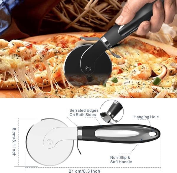 Pizzacutter - Dough Wheel - Stainless Steel - Pizza Knife - Pizza Roller - Ravioli Cutter - Robust & Sharp Wheel - Edging Wheel - Pasta Wheel