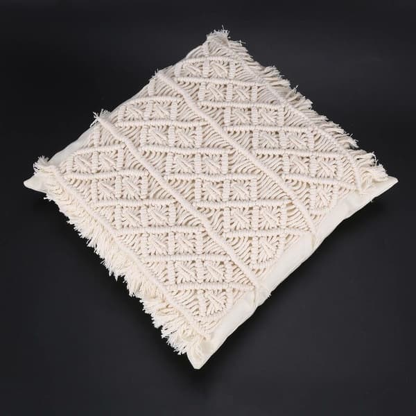 Boho-style Cotton Tassel Pillow Handmade Throw Pillow Cotton Tassel Pillow Sofa Decorative