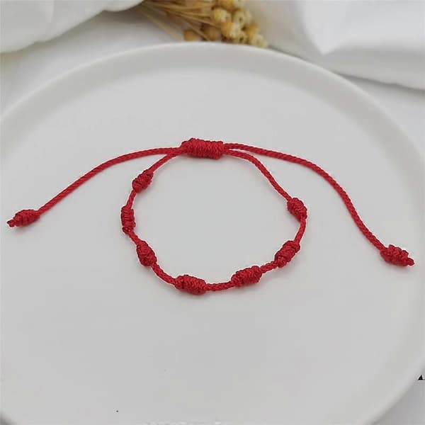 2 Pcs Lucky Red String Bracelet 7 Knots Protection Rope Amulet New Year Gift