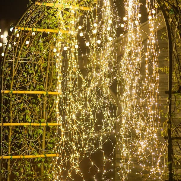 Solar Powered String Lights, 10 Strands 220 LED, Waterproof, Decorative, Gold Copper Wire, for Garden, Christmas Tree KLB
