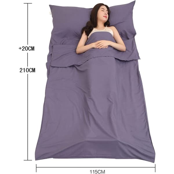 Sleeping Bag Liner Camping Backpacking Travel Sheet, Grey*115x210