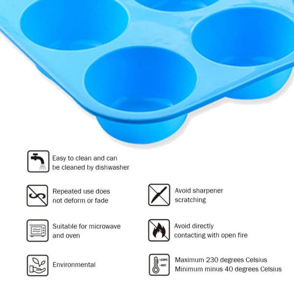 Silikone Muffinform Non-Stick 12 Kopper Muffinform Jumbo Muffin Blå