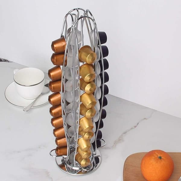 Coffee Capsule Holder, Coffee Pod Storage Box for 40 Capsules, 360 Degree Rotatable Holder for Coffee Machines
