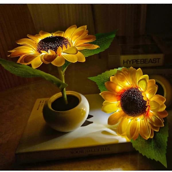 Rechargeable Sunflower LED Simulation Night Light Room Bedroom Bedside Decoration Atmosphere Lamp