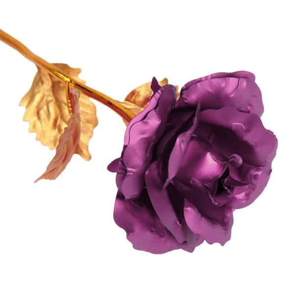 Everlasting Rose - Purple with Gold Stem