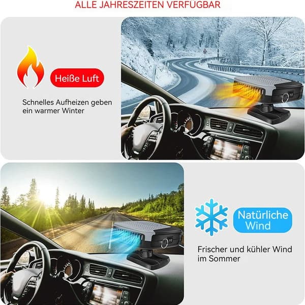 Bilventilatorvarmer 12V 150W Bærbar Bilvarmer Afrimer, 3 i 1 Varmer til Bil
