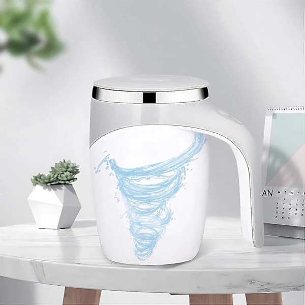 Self-Stirring Mug, 380ML Self-Stirring Coffee Mug Automatic Magnetic Stirring Coffee Mug Rotating Home Office Travel Stirring Cup White