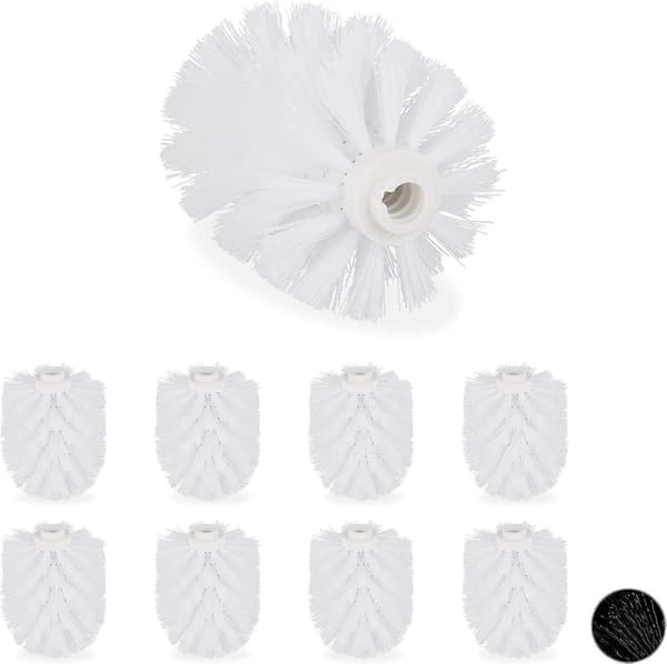 Replacement Brush Heads for Toilet Brush, 9-pack, WC Brushes, 12 mm Thread, D: 7 cm, White