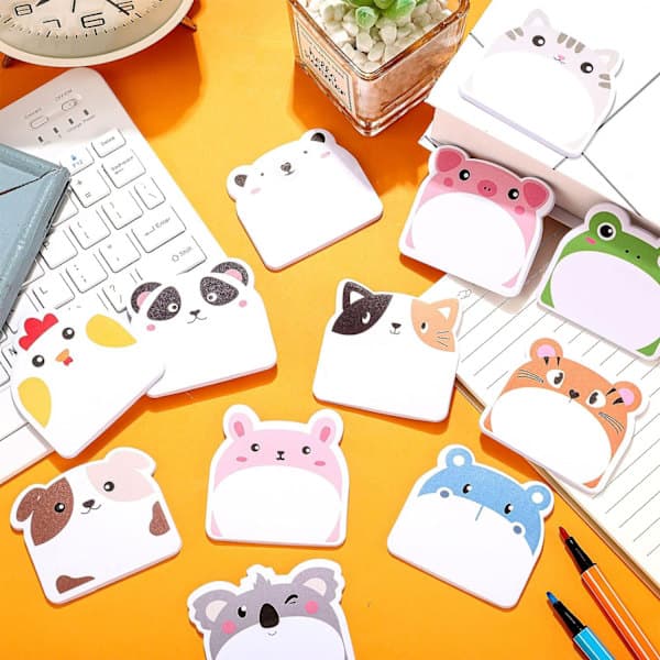 12-pack Cartoon Animal Pattern Stickers Cute Self-Adhesive Tabs (L6cm*5.5cm)