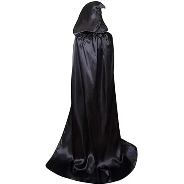Halloween dødskappe, vampyr-heksekappe, festkostume til voksne og børn, sort kappe
