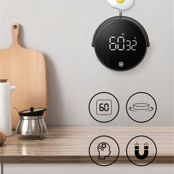 Kjøkkentimer Stor LED Magnetisk Digital Nedtelling Nedtellingstimer Visuelle Timere For Baking Studier Hvit White