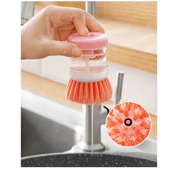 A set of three powerful cleaning brushes with short bristles: practical kitchen utensils