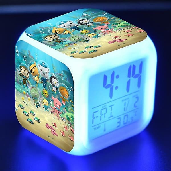 Octonauts Alarm Clock Captain Bucks Expedition Colorful LED Glowing Mood Square Alarm Clock Style E