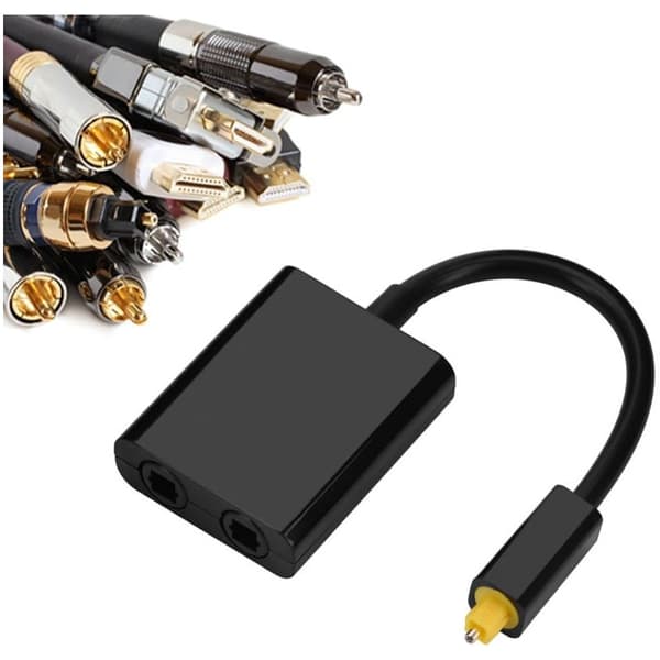 Før Dual Port Toslink Digital Optisk Audio Splitter Adapter Audio Kabel 1 ind 2 ud Sort
