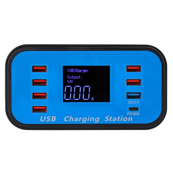 8 Multi-Port USB-adapter Skrivebordsveggladestasjon 3.0 100-240V US-plugg
