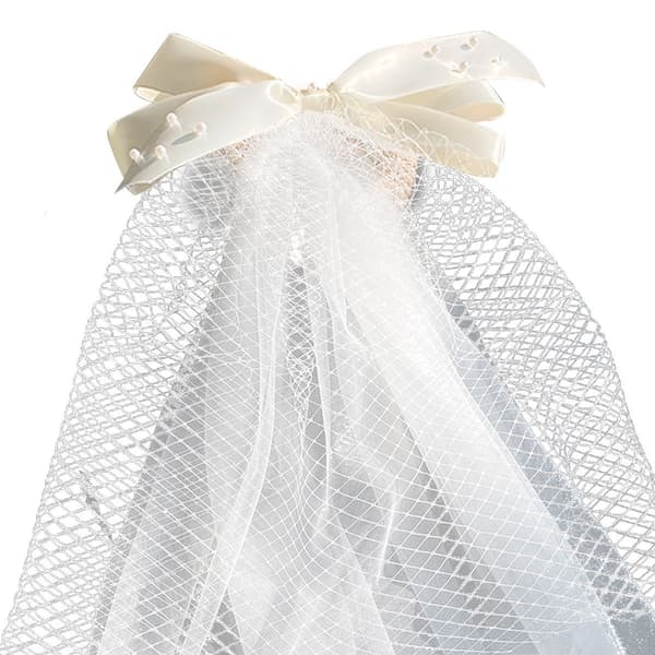 White Bow Double Layer Wedding Veil with Clip Wedding Bridal S Style1 KLB