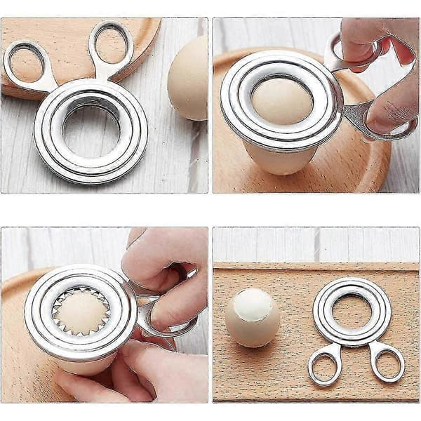 Egg Topper Cutter Rustfritt Stål Kokt Egg Cutter Cracker Eggeskall Saks Åpner