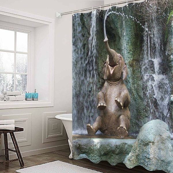 Duschdraperi 3D Konsttryck Badrum Duschdraperi Polyestertyg Vattentätt Baddraperi Badrum Vattenavvisande Duschfoder (180