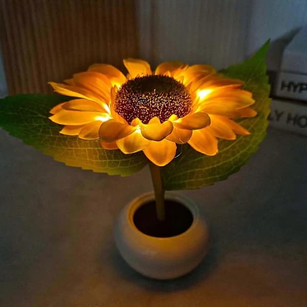 Rechargeable Sunflower LED Simulation Night Light Room Bedroom Bedside Decoration Atmosphere Lamp