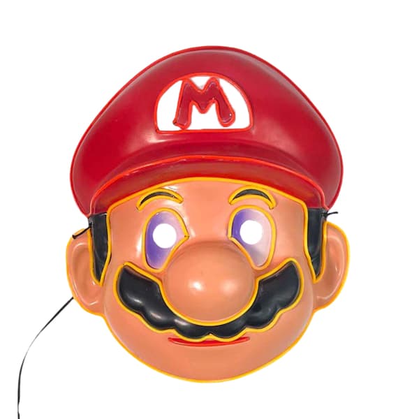 Halloween LED-mask, lysande Super Mario-tema mask cosplay röd red