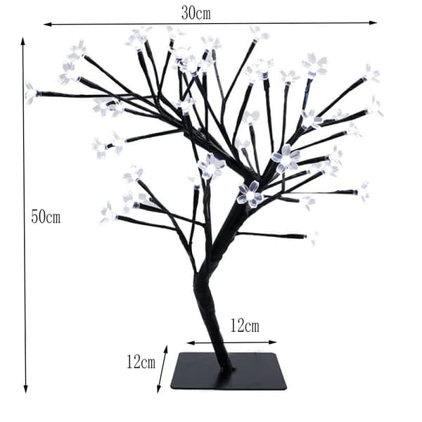 Lewondr 45 cm LED Light Tree, Christmas Lighting Battery Operated LED Bonsai Tree Cherry Blossom Tree with 48 Flower Light Sources Christmas Decoration