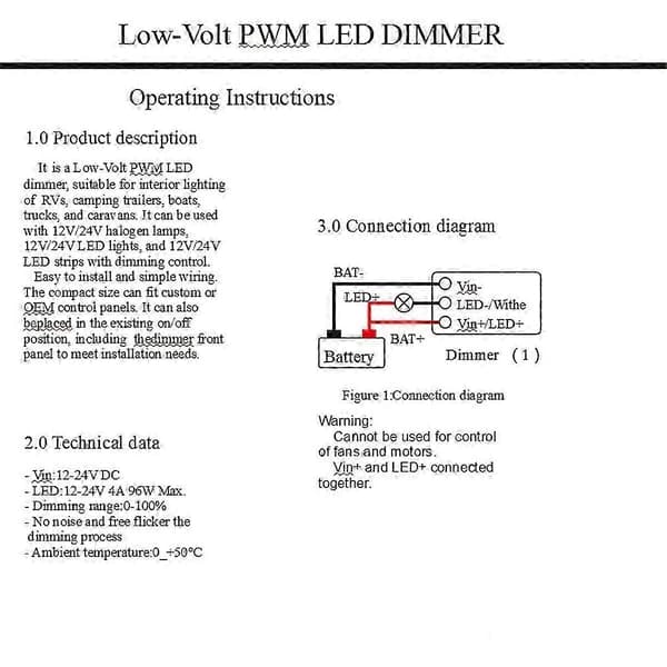 Universal dimmerbryter 12-24V lavspenningsdimmer for LED RV-lys interiør, lastebiltaklys