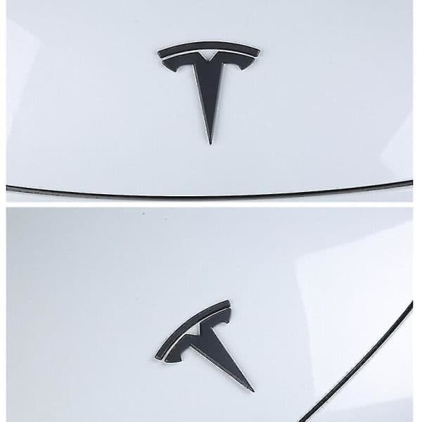 3x Mat Sort T Logo Hætte Bagagerum Rat Mærke til Tesla Model Y