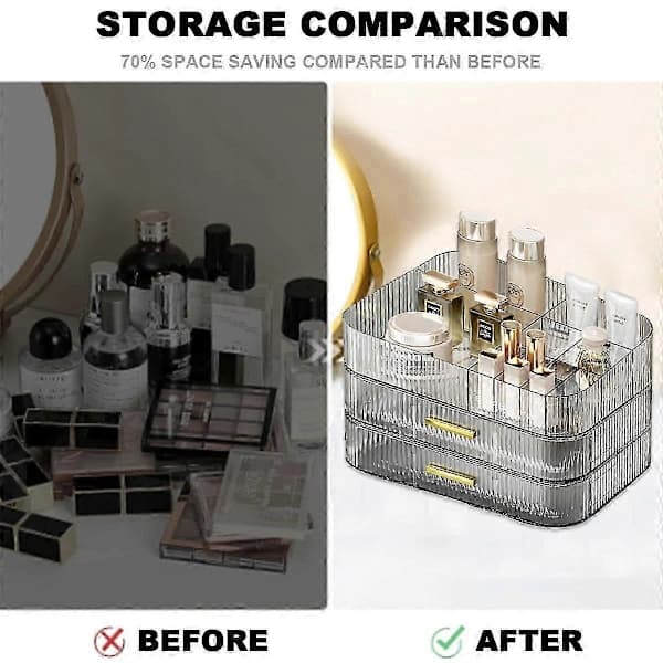Large Stackable Box for Makeup Organization, Skincare and Cosmetic Storage, Dustproof Bathroom Storage
