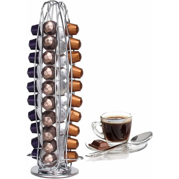 Coffee Capsule Holder, Coffee Pod Storage Box for 40 Capsules, 360 Degree Rotatable Holder for Coffee Machines