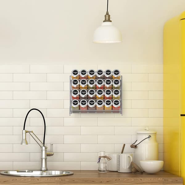 1 pc Spice Rack Organizer 4-layer Wall Mounted Spice Holder With Adhesive Sticker and Screws silver silver silver