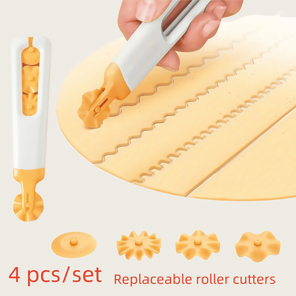 4-in-1 Pastry Wheel Set, Rolling Mold for Baking Pizza and Dough Cutting, Kitchen Utensil