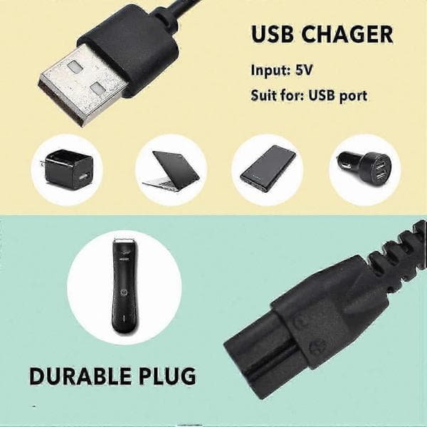 USB-opladerkabel til trimmer, erstatningsledning kompatibel med plæneklipperenheder