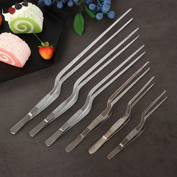 10-pack grilltång i rostfritt stål, mattång för grillning och matlagning, silver 20 cm 20cm