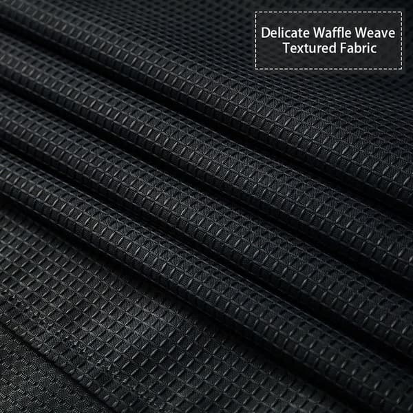 Black Fabric Shower Curtain, Waterproof Waffle Weave Textured Fabric