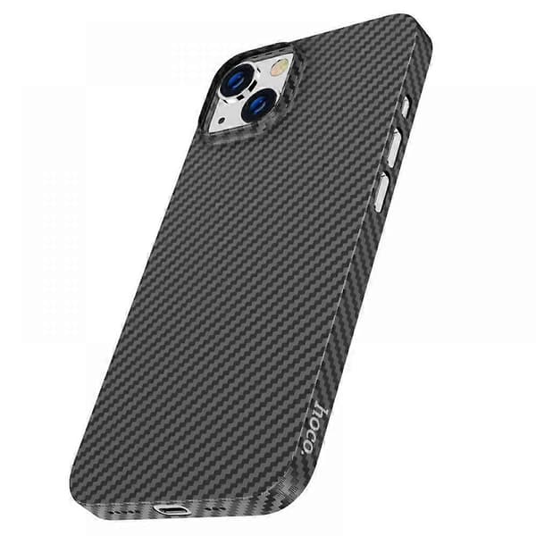 Magnetisk cover til iPhone 14 Aramidfiber Slim Fit iPhone 14-cover MagSafe, Sort/Kulfiber