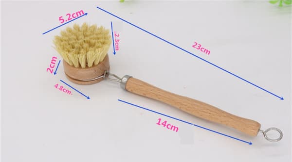 Natural Eco-Friendly Bamboo Dish Brush, 3 Replacement Heads