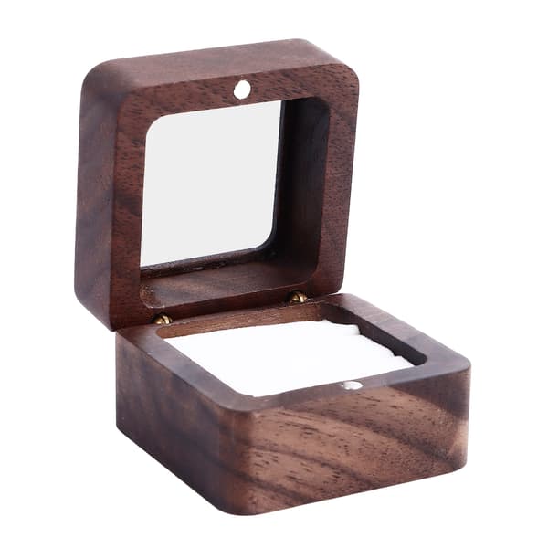 Wooden Double Ring Box with Transparent Lid for Wedding Ceremony, Engagement, and Proposal