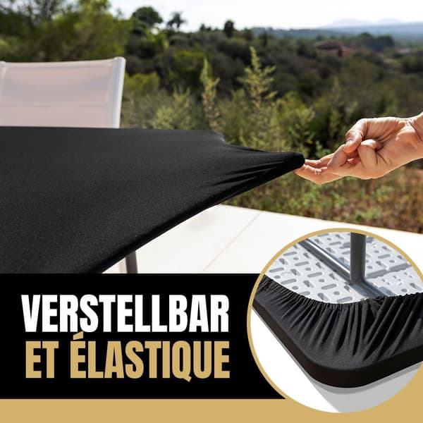 1 stk. Sort Rektangulær Stræklagen 182x76cm, Elastisk, med Elastik, Maskinvaskbar, Vandafvisende og Ideel til Have, Udendørs, Elegant