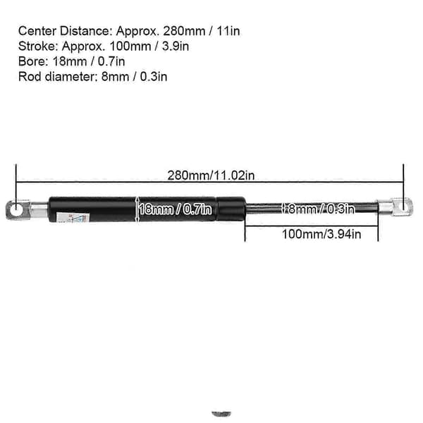 Hydraulic Gas Spring 280mm 100mm Stroke 300N Lift Spring Adjustable Shock Absorber