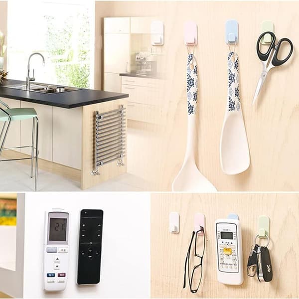 Remote Control Holder, 4 Set Self-Adhesive Wall Hook Holders, with KLB