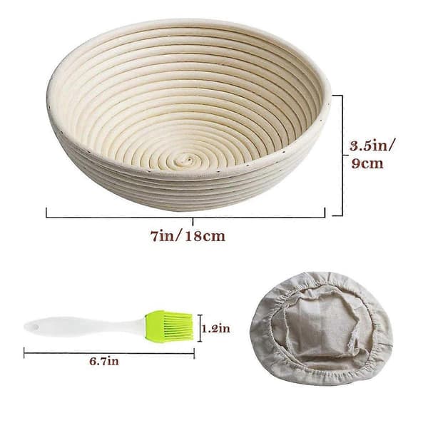 2 pcs 7 inch Proofing Basket Round Bread Proofing Basket with Liner Eco-Friendly Natural Rattan for White