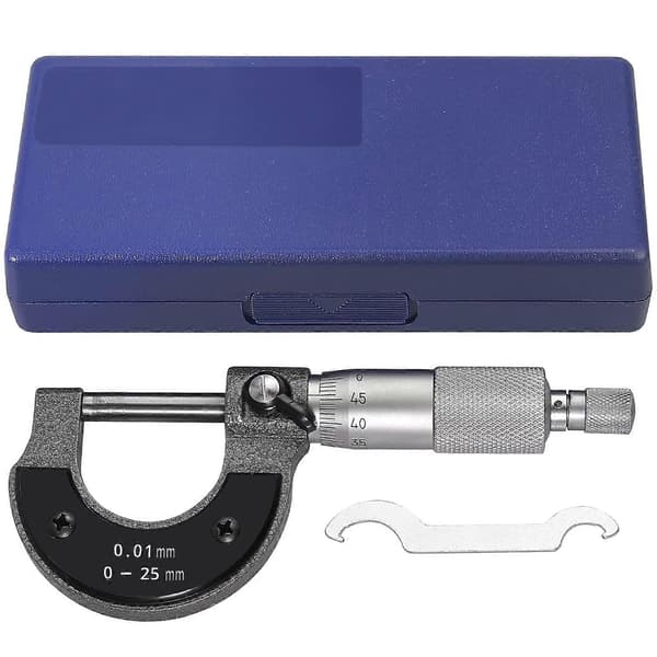 Utvendig mikrometer 0-25 mm (0,01 mm gradering) Metrisk ekstern caliper med nulljusteringsnøkkel