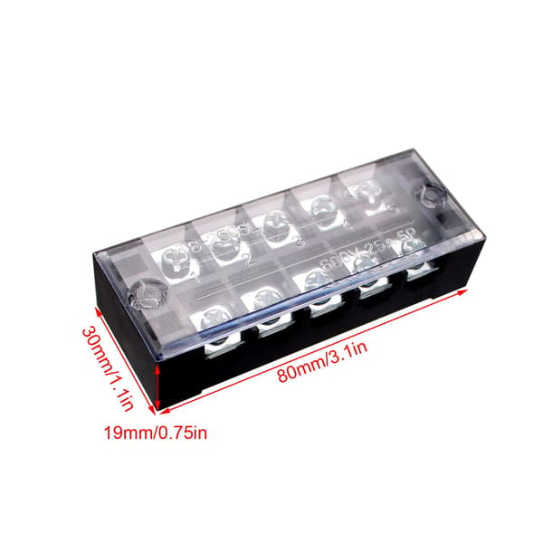 3-pack 5-polig Festival Terminalblock Set, 600V 25A Dubbel