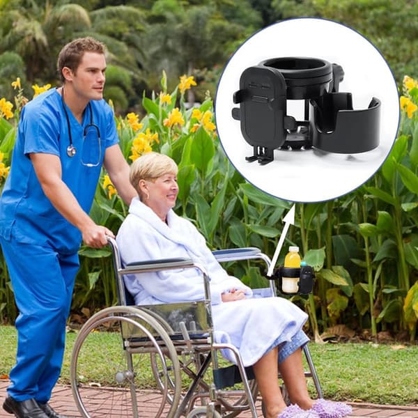 Stroller Cup Holder with Phone Holder, 3-in-1, 360° Rotatable, for Stroller, Bicycle, and Wheelchair
